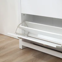 HOMCOM Modern Shoe Cabinet with 2 Flip Drawers and Adjustable Shelves, 12 Pair Shoe Storage Organizer for Hallway, White(m-10)