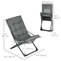 Outsunny Outdoor Folding Lawn Chair, Foldable Chair with Cushion, Armrest and Steel Frame for Poolside, Deck, Backyard(m-3)