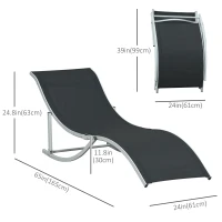 Outsunny Pool Chaise Lounge Chairs Set of 2, S-shaped Foldable Outdoor Chaise Lounge Chair Reclining for Patio Beach Garden With 264lbs Weight Capacity, Black(m-3)