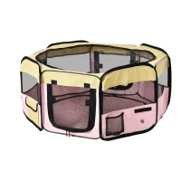 PawHut 36-inch Large Exercise Puppy Pet Playpen Portable Dog Cat Pet Play Pen Pet Cage Tent Kennel Crate Pink Carry Bag Included(m-11)