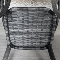 Outsunny Outdoor Coffee Table with Storage Shelf, Hand-Woven Wicker Side Table with Water-Ripple Glass Top, Mix Gray(m-8)