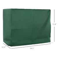 Outsunny 600D Oxford 3-Seater Patio Swing Cover Outdoor Swing Chair Cover Rain Protection Waterproof Anti-UV, Dark Green(m-3)