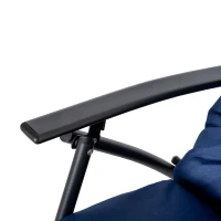 Outsunny Foldable Lounge Chair, Fabric Upholstered Recliner, Outdoor Lounger with Armrest, Metal Frame for Backyard, Blue(m-9)