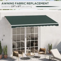 Outsunny Retractable Awning Fabric Replacement for 13' x 8' 840-151, Green(m-6)
