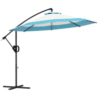 Outsunny 10 FT Cantilever Umbrella, Round Hanging Offset Umbrella with Crank, Tilt and Cross Base for Garden, Backyard, Blue(m-11)