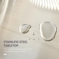 HOMCOM Kitchen Island with Wheels, Rolling Kitchen Island with Storage, Stainless Steel Countertop for Dining Room, Deep Blue(m-5)