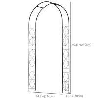 Outsunny Vintage Style Garden Arch, 7.5FT Patio Outdoor Arbor Metal Trellis Support For Vines, Climbing Plants Decoration, Black(m-3)