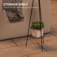 Outsunny Set of 2 Solar or USB Rechargeable Lamp Set LED Accent Lantern Light with Bottom Shelf for Garden Porch Lawn(m-6)