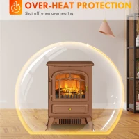 HOMCOM Fireplace Stove, Electric Fireplace Heater with Realistic LED Flames and Logs, 725W/1450W, Dark Brown(m-6)