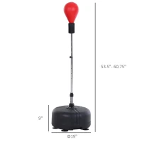 Soozier Free Standing Punching Bag with Stand and Boxing Gloves, Height Adjustable Boxing Bag Set, For Training, Exercise, Fitness & Stress Relief - Red(m-3)