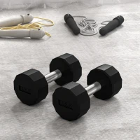 Soozier 2 x 15lbs Dumbbells Set with Non-Slip Grip, Rubber Covered Weights for Men Women Home Gym Workout(m-7)