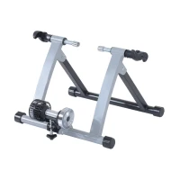Soozier Foldable Indoor Bike Trainer, Stationary Bicycle Stand for Indoor Cycling Riding Exercise, 26-28" & 700C Wheels, Silver(m-2)