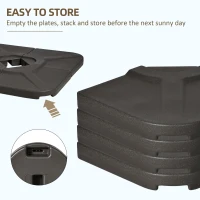 Outsunny 4-Piece 175lb Cantilever Patio Umbrella Base Weights for Offset Hanging Umbrella, HDPE Water or Sand Filled Umbrella Weights for Cross Base Stand, Brown(m-7)