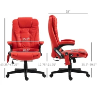 HOMCOM Massage Office Chair, Heated Reclining Computer Chair with 6 Vibration Points, Armrest and Remote, Red(m-3)