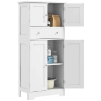 HOMCOM 50.5" Kitchen Storage Cabinet, Modern Kitchen Pantry Cabinet with 4 Doors, Drawer, Adjustable Shelf, White(m-11)