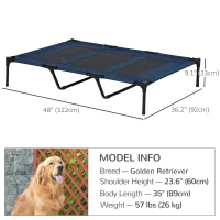 PawHut 48" X 36" X 9" Elevated Pet Bed with Carrying Bag, Dark Blue(m-3)