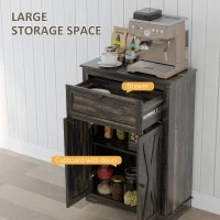 HOMCOM Farmhouse Sideboard Storage Cabinet with Doors and Drawer for Kitchen, Living room, 23.5"x11.75"x34.5", Dark Brown(m-4)