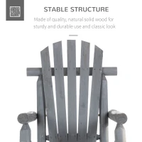 Outsunny Outdoor Wooden Rocking Chair, Single-Person Adirondack Rocking Patio Chair with Rustic High Back, Slatted Seat and Backrest for Indoor, Backyard, Garden, Dark Gray(m-5)