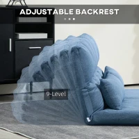 HOMCOM Floor Sofa, Foldable 2-Seater Lazy Sofa Sleeper with 9-position Backrest and 2 Pillows Light Blue(m-5)