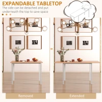 HOMCOM Extending Kitchen Table For Six, Expandable Dining Table for Small Spaces, Folding Dining Table, Natural(m-5)