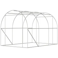 Outsunny 116.25" x 78.75" x 78.75" Walk-in Tunnel Greenhouse, Mesh Windows, Bottom Vents, Zippered Door, PE Cover, Heavy Duty Steel Frame, White(m-8)
