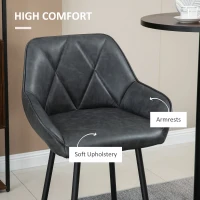 HOMCOM Retro Bar Stools Set of 2, Bar Chairs with Footrest, 30" (76 cm.) Kitchen Stools with Backs and Steel Legs, for Kitchen Island and Home Bar, Black(m-5)