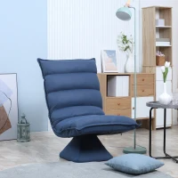 HOMCOM Swivel Floor Chair with Back Support, Microfiber Adjustable Video Gaming Chair for Reading, Lounging, Meditating, Blue(m-2)