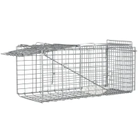 Outsunny One-Door Live Animal Trap, Animal-Friendly Humane Catch & Release Steel Cage for Rats, Mice, 26" x 9.4" x 12"(m-11)