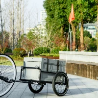 Aosom Steel Trailer for Bike, Bicycle Cargo Trailer with Storage Box, Safe Reflectors, Max Load 88LBS(m-8)