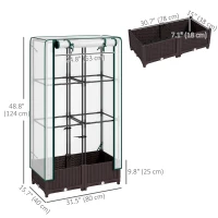 Outsunny Raised Garden Bed Kit with Trellis, Raised Flower Bed with PE Cover and Zipper Door, 31.5 x 15.7 x 48.8 inch, Brown(m-3)