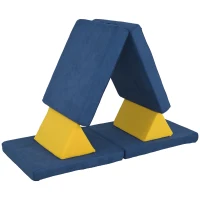 Qaba 6 Pieces Foam Climbing Blocks for Toddlers with Washable Cover, Climb and Crawl, Blue(m-1)
