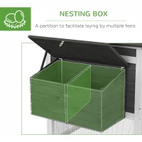 PawHut 69" Wooden Chicken Coop with Run, Nesting Box, Tray, Grey(m-6)