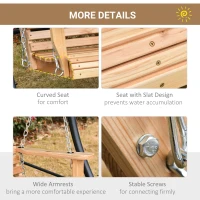 Outsunny 3-Seater Wooden Porch Swing, Patio Swing Bench with Folding Coffee Table, Cup Holders and Chains Included, 440lbs Weight Capacity, Natural(m-7)