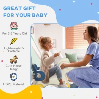 Qaba 4 in 1 Kids Rocking Horse w/ Detachable Balance Board & Push Handel, Blue(m-6)