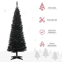 HOMCOM 5' Artificial Pencil Christmas Tree, Slim Xmas Tree with 294 Realistic Branch Tips and Plastic Stand, Black(m-4)