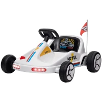 Qaba 6V Electric Go Kart for Aged 3-5 Kids with Music, Light, Horn, White(m-2)
