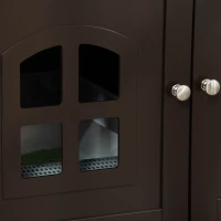 PawHut Cat Litter Box Enclosure Hidden Cat Furniture Cabinet Indoor Cat Washroom Double-door Nightstand End Table with Cat Hole Window Coffee(m-10)