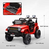 Qaba 12V Ride on Truck, Electric Car for Kids with Remote Control, Suspension, 3 Speeds, USB Music Headlights, Red(m-3)