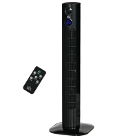 HOMCOM 38" Tower Fan for Bedroom Cooling, Standing Floor Fan with Aroma Diffuser, 70° Oscillating, 12 Hour Timer, LED Sensor Panel, and Remote Control, Black(m-11)