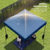 Outsunny 10' x 10' Replacement Canopy Top for Pop Up Canopy Tent with 4 Sand Bags, UPF50+ Protection, Navy Blue(m-4)
