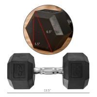 Soozier 2 x 40lbs Hex Dumbbell Set of 2, Rubber Weights Exercise Fitness Dumbbell with Non-Slip Handles, Anti-roll, for Women or Men Home Gym Workout(m-3)