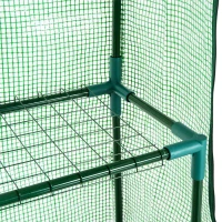 Outsunny 3-Tier Mini Greenhouse, Walk-in Greenhouse, Garden Hot House with 4 Shelves, Roll-Up Door and Weatherized Cover, 56" x 29" x 77", Dark Green(m-9)