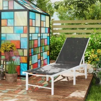 Outsunny Outdoor Lounge Chair, 5-Level Reclining Outdoor Chaise Lounge Tanning Chair with Mesh Seat, Grey(m-8)