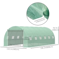 Outsunny 19.7' x 9.8' x 6.6' Large Walk-in Greenhouse Garden Plant Seed Growing Tent Tunnel Shed with Windows and Door Green(m-3)
