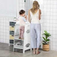 HOMCOM Kids Kitchen Stool with Adjustable Height, Counter Step Stool for Toddlers for Kids, Grey(m-10)