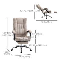 Vinsetto Microfiber Computer Chair, Executive Office Chair with Reclining Backrest Retractable Footrest Adjustable Height Beige(m-3)