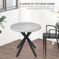HOMCOM 29" Dining Table, Contemporary Round Kitchen Table with Steel Legs, Grey(m-4)