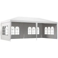 Outsunny 18.7' x 9.4' Party Tent, Portable Folding Wedding Tent, Garden Canopy Event Shelter, Outdoor Sunshade with 4 Removable Sidewalls, White(m-2)