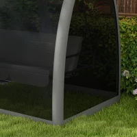 Outsunny 3 Seat Outdoor Swing Chair Convertible Covered Day Bed with Canopy, Mesh Netting, Steel Stand for Garden, Patio, Gray(m-9)