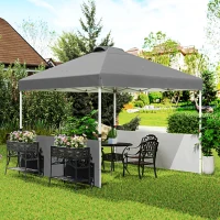Outsunny 10' x 10' Pop Up Canopy Tent with 2 Half Sidewalls, UV50+ Instant Sun Shelter with Wheeled Carry Bag, Dark Gray(m-10)